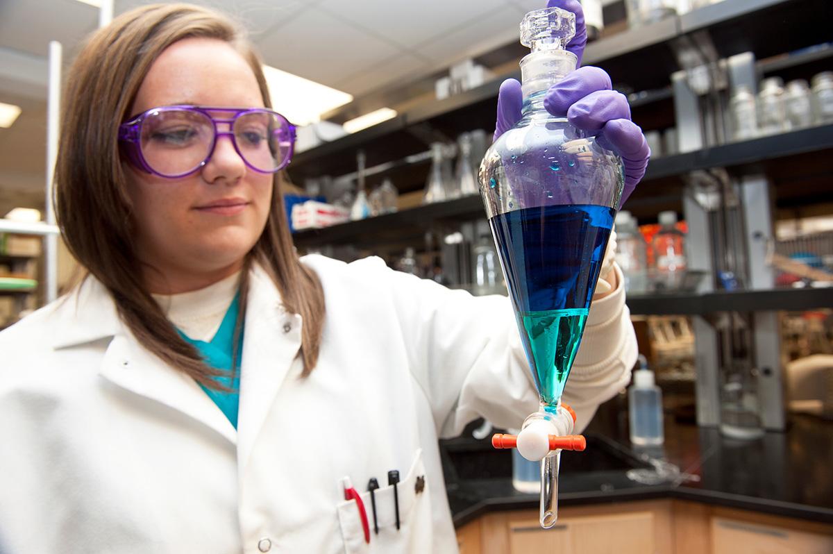 A researcher in the chemical lab